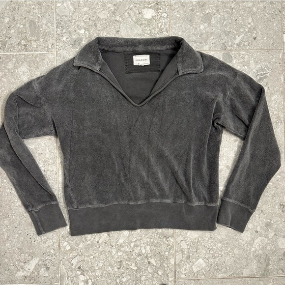 Honorine Tops - Honorine Hunter Polo Sweatshirt women’s size XS cropped grey Sherpa fleece top